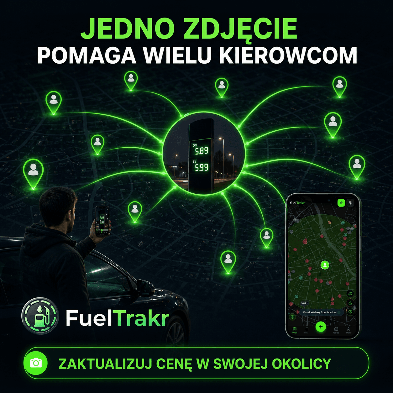 Jedno zdjęcie cennika pomaga wielu kierowcom - grafika FuelTrakr